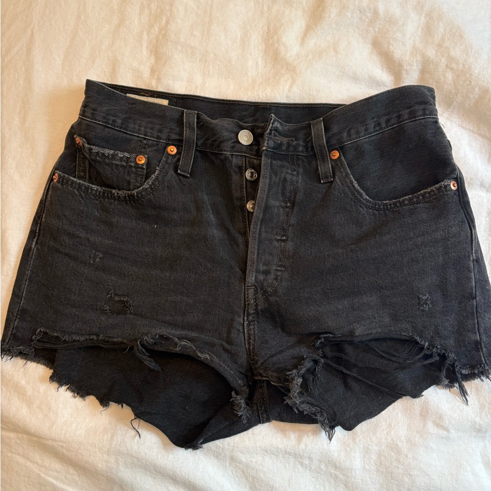 levi’s Black Distressed Denim Shorts